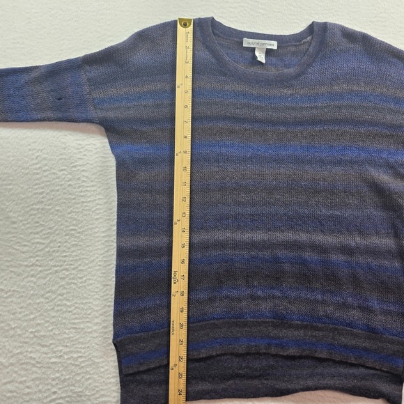 Autumn Cashmere Striped 100% Cashmere Crewneck Sweater Blue Grey Womens Medium - Picture 9 of 10